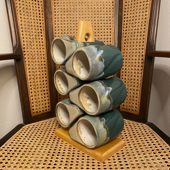 Other - Vintage drip Glazed ceramic stacking coffee mugs